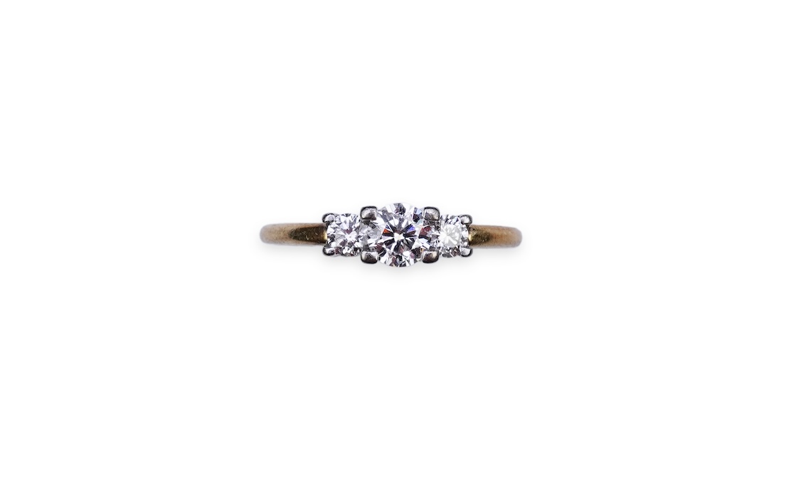 A three-stone diamond ring